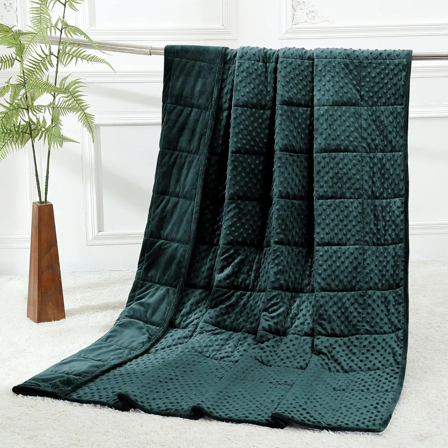 (60"x80",20lbs Queen Size - Green), Weighted for Adults, Cooling Breathable Soft and, Blanket Microfiber with Beads