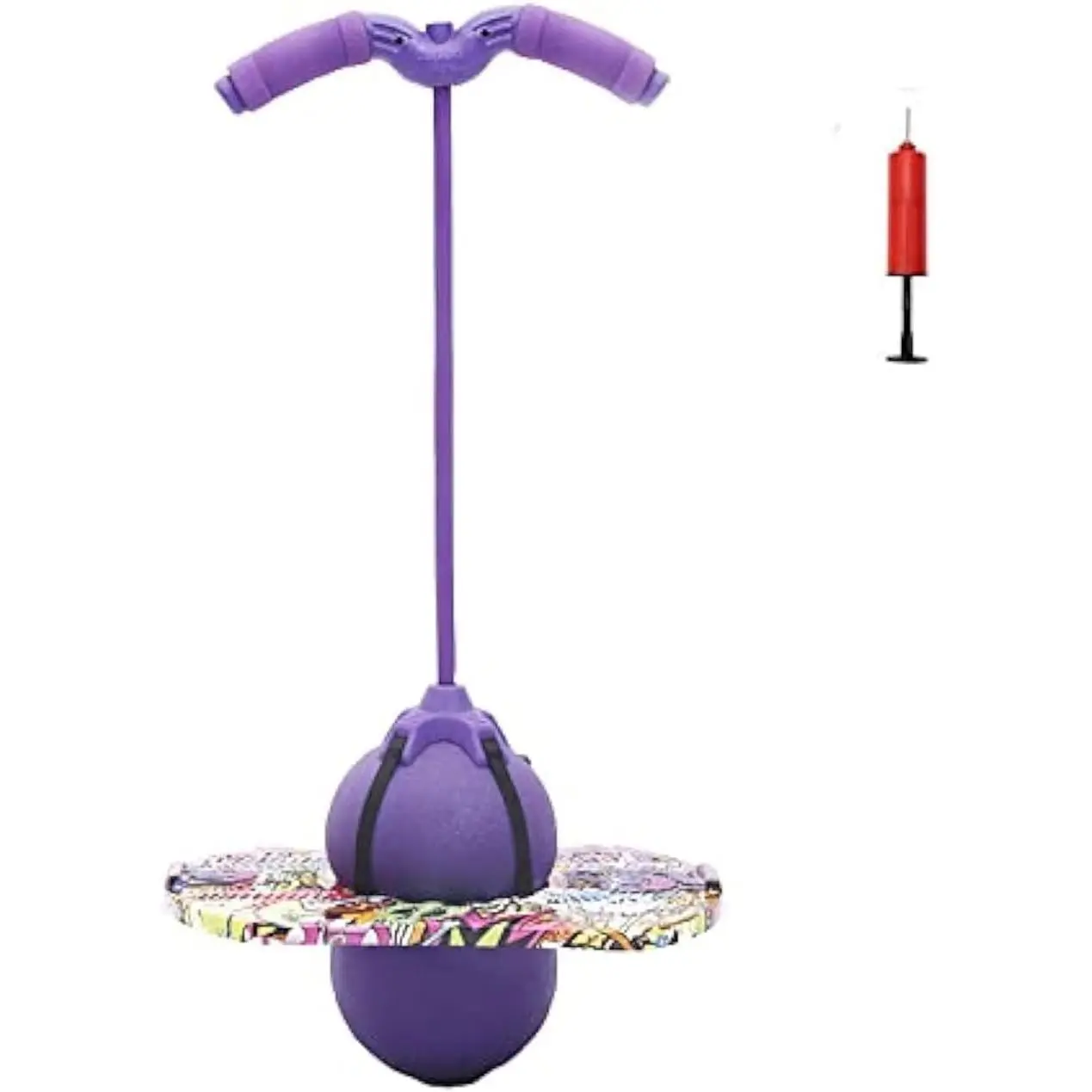 Balance Bounce Ball with Handles for Kids & Adults, Trick Board for Girls and Boys Ages 6 and Up (Purple-Colourful)