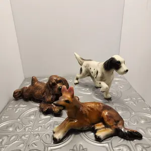 Lot of Dog Figurines Spotted Cocker Spaniel Boston Terrier Puppy Porcelain etc.
