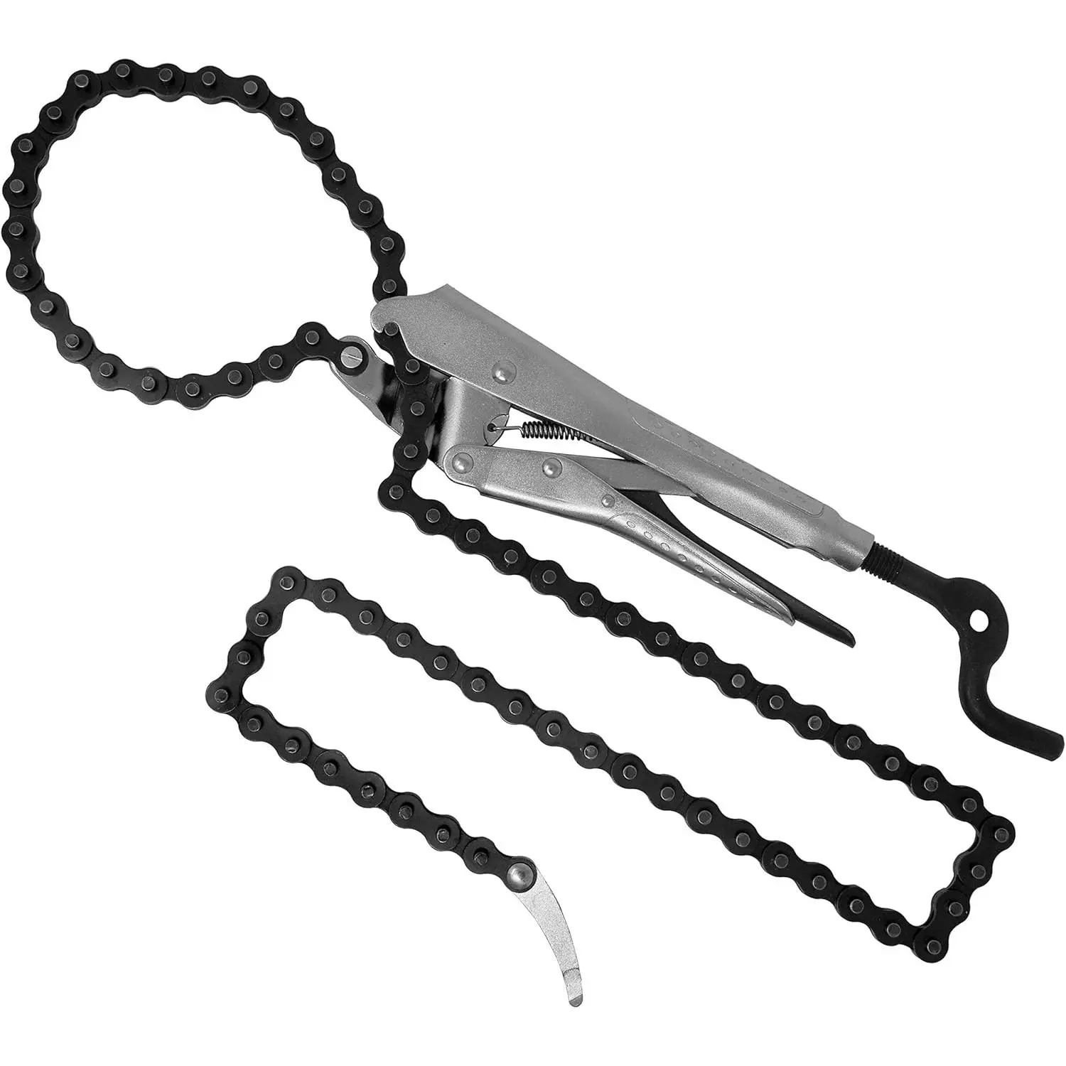 Self Locking Pliers (Model PFC1048) with Removable 48" Chain, 14" Diameter Pipe Capacity, Unique Easy-Open Crank Handle, Quick Release Trigger