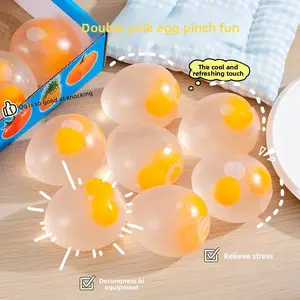 Stress-relief double yolk transparent simulation egg toy for children, a decompression gadget, a gift for students on Children's Day relaxation musical butter anxiety portable gift