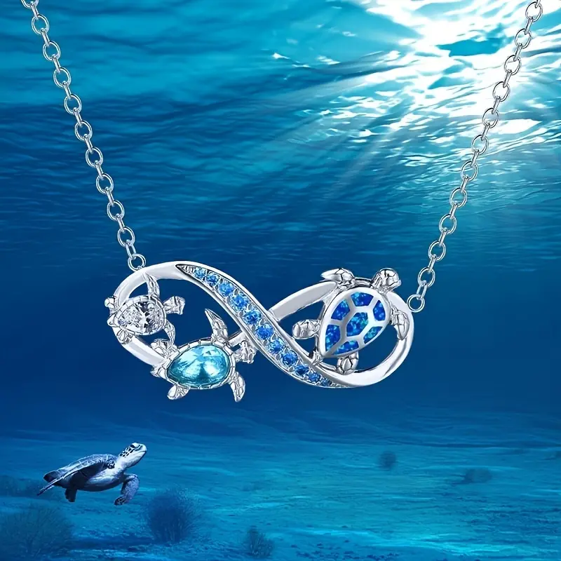 1pc Gifts Box Infinity Ocean Series High-Quality Sea Turtle Stainless Steel Chain, Women's Necklace Suitable for Matching with Women's Gifts, Charms Necklace, Jewel Necklace