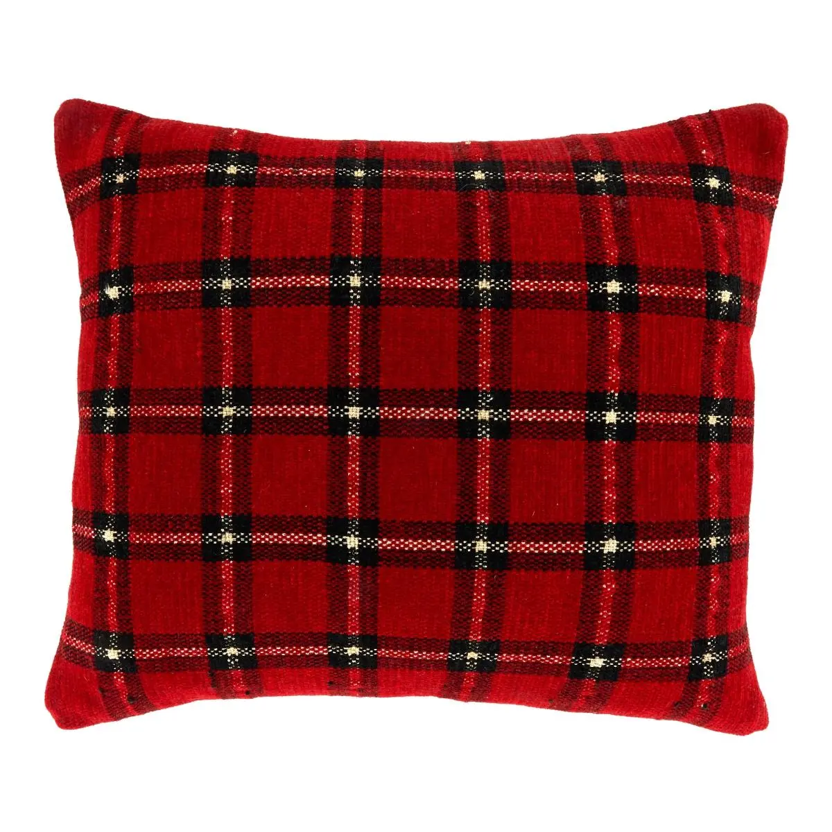 Saro Lifestyle 7690.R18SC 18 in. Plaid Chenille Square Cushion Cover - Red, Comfy Printed Chenille Fiber Cushion Covers, Comfy Cushion Covers