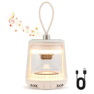[Costway] LED Camping Lantern, Outdoor Bluetooth Speaker with 3 Light Color, Flickering RGB Mode, Magnetic Base & Flexible Handle, Rechargeable Camping Lighting for Patio, Pool Party & Hiking