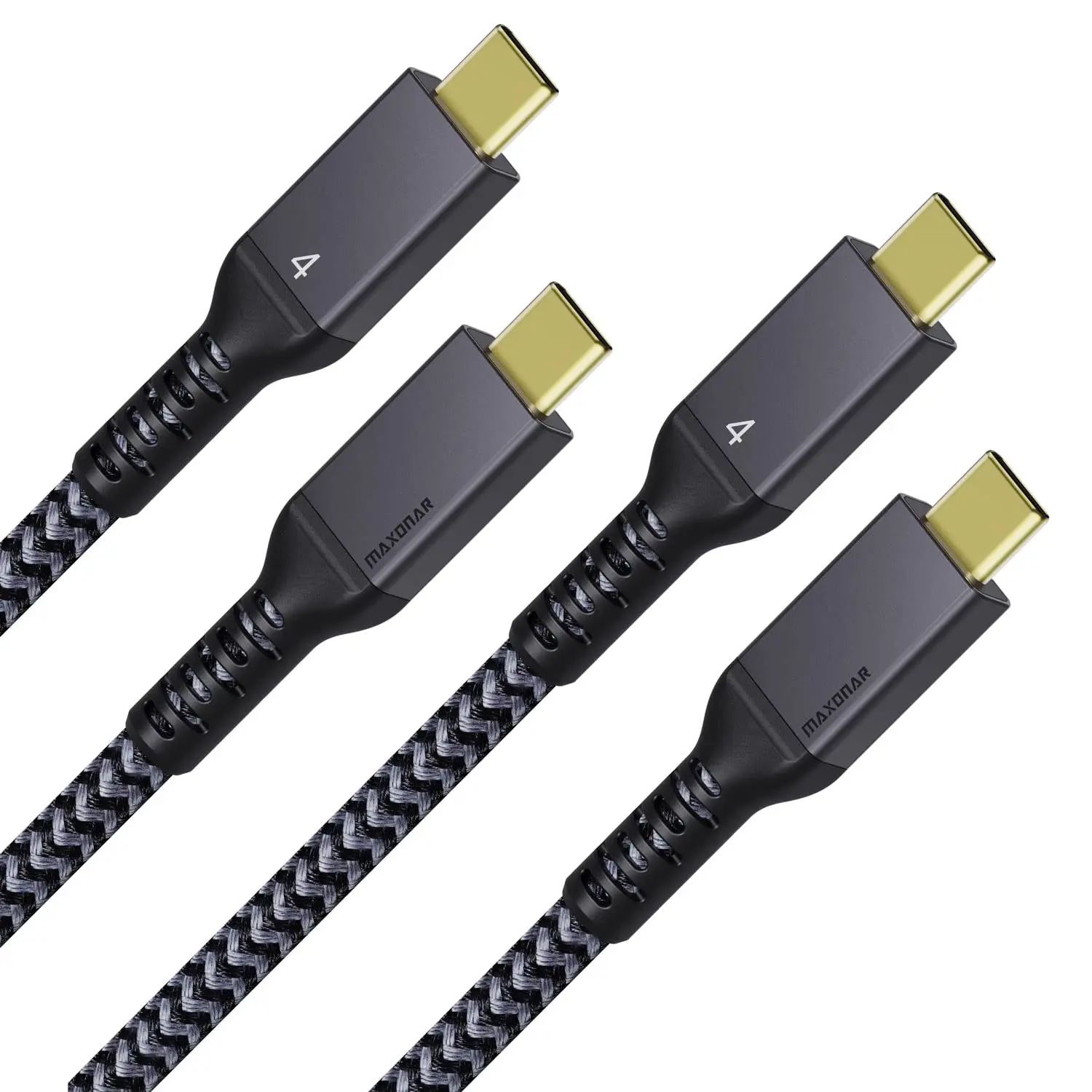 Maxonar 2-Pack Thunderbolt 4 Cable - 40Gbps Data Transfer, 240W Charging, 8K Display Support, Braided Nylon Durability, Multiple Lengths - USB Connector for Cellphone, Smartphone, Mobile Device