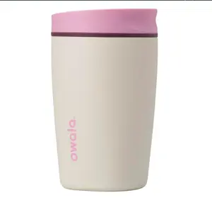 Owala SmoothSip Slider Insulated Stainless Steel Coffee Tumbler, Reusable Iced Coffee Cup, Hot Coffee Travel Mug, BPA Free 12 oz