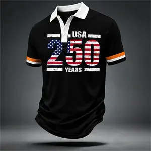 2026 Men Polo Shirt USA 250 Years Print Short Sleeve Top for Independence Day and Casual Summer Trendy Streetwear Dropshipping NONE
