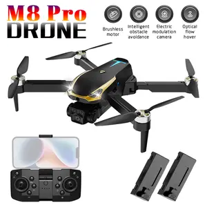 4K M8 Pro Outdoor Toy Drone - Fun Toy with Optical Flow Obstacle Avoidance & Electronic Speed Controller. Comes with Cool Accessories, Cameras, Bluetooth, Rechargeable and Wireless for Endless Playtime Fpv Rc Quadcopter Black