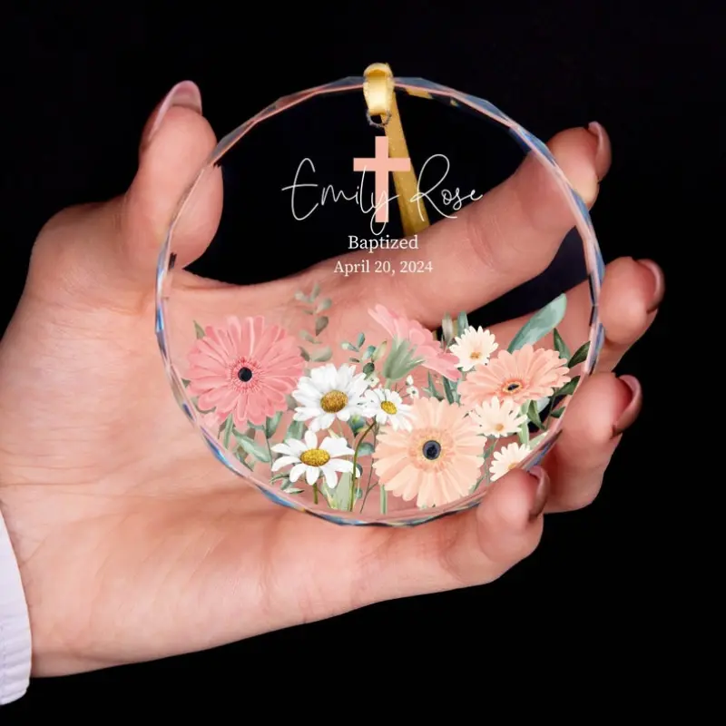 Personalized Baptism GLASS Ornament, Christening Ornament 2024, Confirmation Gift for Baby
