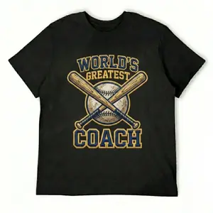World's Greatest Coach Baseball Bats cotton T-shirt Classic cotton T-shirt men's shirt casual comfortable top T-shirt is good round neck trending clothes vacation outfits tiktok shop fathers day gift ideas guys gifts
