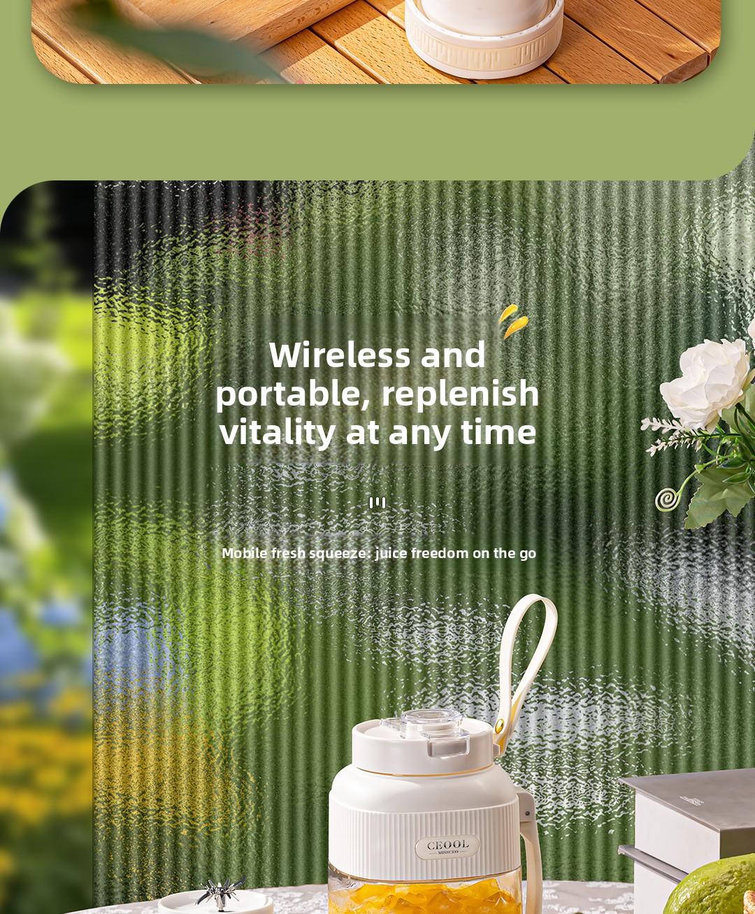 CEool Portable Blender, Cordless Personal Juicer Cup, Multifunctional Fruit & Ice Crushing Blender for Home and Travel