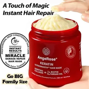 AngeRose Hair Care Set: Collagen & Keratin Hair Mask, Vitamin Hair Serum - Enriched with Argan and Jojoba Oils, Vitamins A, E, & B5, Featuring AngeRose Signature Scent for Deep Repair & Hydration of Dry, Damaged Hair