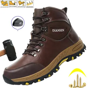 Man Safety Shoes Puncture-Proof Work Sneaker Waterproof Work Shoes Steel Toe Shoes Safety Boots Indestructible Protective Boots New Fashion High quality texture Slip-resistant shoes Roofing Shoes