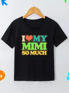 Toddler Kids "I Love My Mimi So Much" T-Shirt 100% Cotton Cute Heart Graphic Short Sleeve Tee Boys Girls Casual Tops