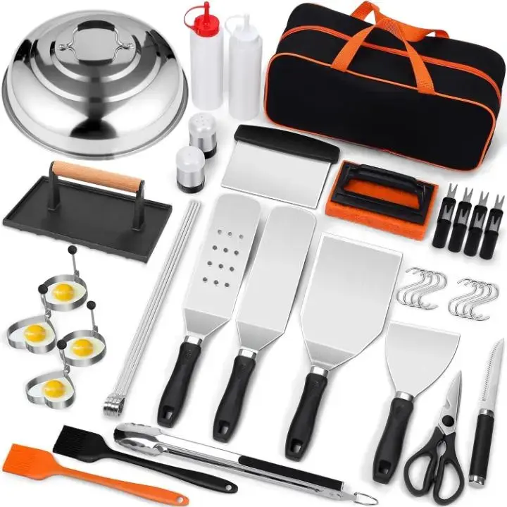 42pcs Durable Blackstone Griddle Accessories Kit - Enlarged Spatulas, Melting Dome, Burger Press, Indoor Grill & Outdoor BBQ Barbecue Tool Set, Dishwasher-Safe Professional Hibachi Gift Utensils