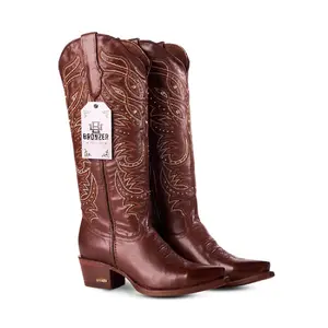 Annie WR Coffee Cristal – Genuine Leather Cowboy Boot for Women | Marie RT Last | Leather Sole