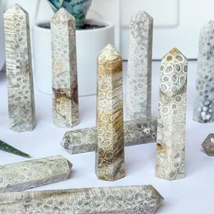 Coral Jade Column Home Decor Family, Office Bedroom Desktop Unique Crystal Ornament, Ceremonial Feng Shui Decoration, Positive Energy Gift, Perfect for Holiday Gifts