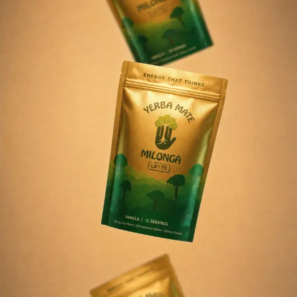 The Mate Latte | Yerba Mate + Lion's Mane + L-Theanine | Creamy Vanilla Flavor, Hot or Iced | 15 Servings | Natural Energy & Focus