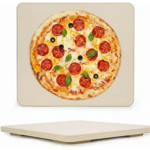 14"x16" Rectangular Pizza Stone for Oven, BBQ & Grill - Heavy Duty Cordierite Baking Stone with  Bottom Heat Spiral for Crispy Crust, Thermal Shock Resistant - Large Bread Bake Stone