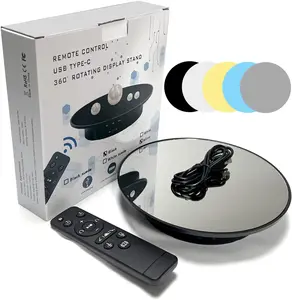 360 Degree Rotating Display Stand with Remote Control USB Power Supply 5 PVC Backgrounds for Photography Product Shows QM0104712