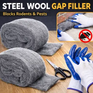 2Pack Steel Wool for Mice Control – 3.2" x 10.5 ft Copper Wool, Gap Filler for Home & Garage, Rodent Proofing Stuffing Mesh Kit, DIY Bundle with Gloves & Scissors – Pest Block Sealant for Holes Cracks Vents