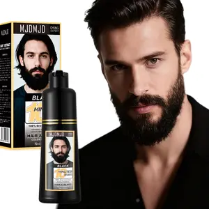 Men’s Beard Dye – Fast Coloring in 10 Minutes, Easy to Apply; 3-in-1 Black Hair Dye Shampoo for Beard Coloring, Long-Lasting Facial Gray Hair Coverage, 200ml