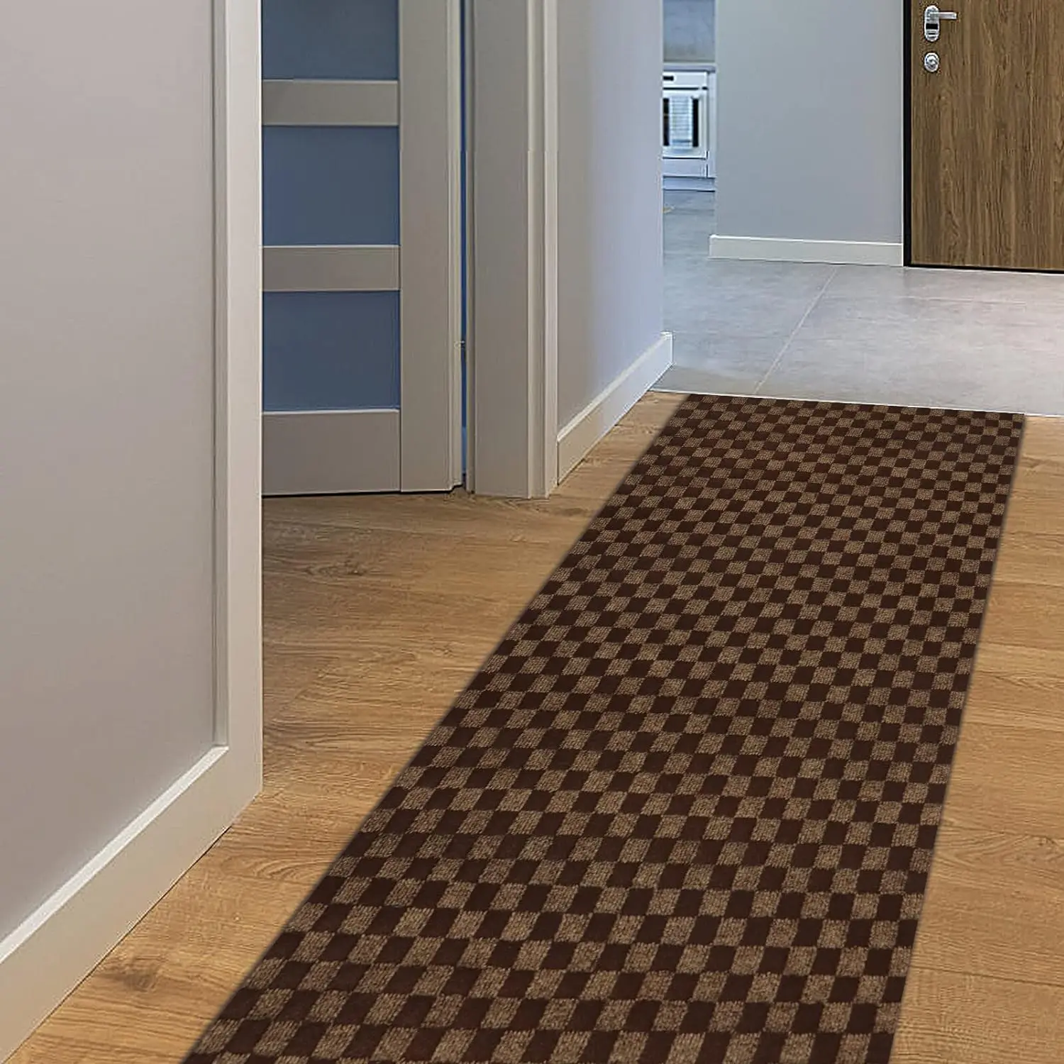 Lattice Bath Mat - Non-Slip, Absorbent Checkered Rug, Stain Resistant Low Pile Gingham Rug for Bathroom, Nursery Room Home Decor, Machine Washable Home Bathroom Supply