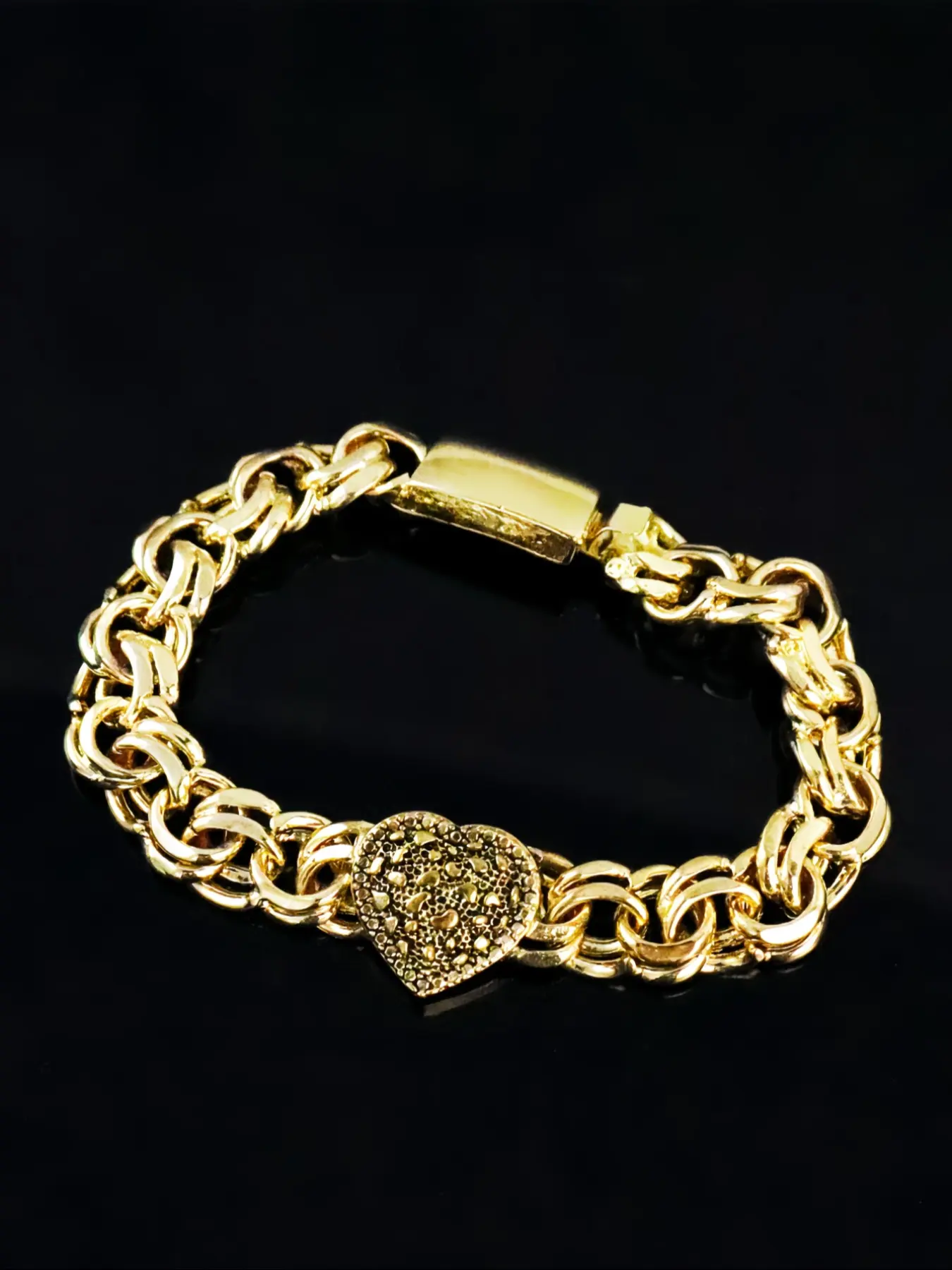 14K Plated 8.0-Inch Unisex Heart Design Chain Bracelet for Party, Exquisite Alloy Material Bracelet for All Seasons, Fashion Wrist Jewelry