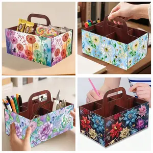 1pc DIY Flowers Diamond Art Desktop Storage Box for Snacks, Pens, Skincare, Assemble Wooden Handheld Decorative Box, Crystal Rhinestone Diamond Painting Snack Box for Adults, Gifts for Birthday, Mother's Day, New Year