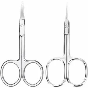 2 Pack Cuticle Scissors and Grooming Scissors Extra Fine for Manicure and Pedicure, Curved Blade Precise Pointed Tip Grooming Kit for Eyebrow, Eyelash, Trim Nail and Dry Skin