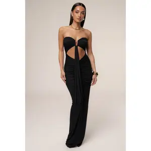 Black Atlantis Drape Maxi Dress