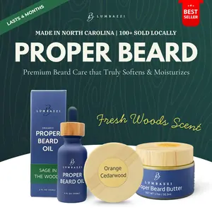 Proper Beard Set - Jojoba Beard Oil and Mango Butter & Argan Oil Beard Butter - Premium Natural Ingredients - Fuller-Looking Beard - Lasts 4-6 Months