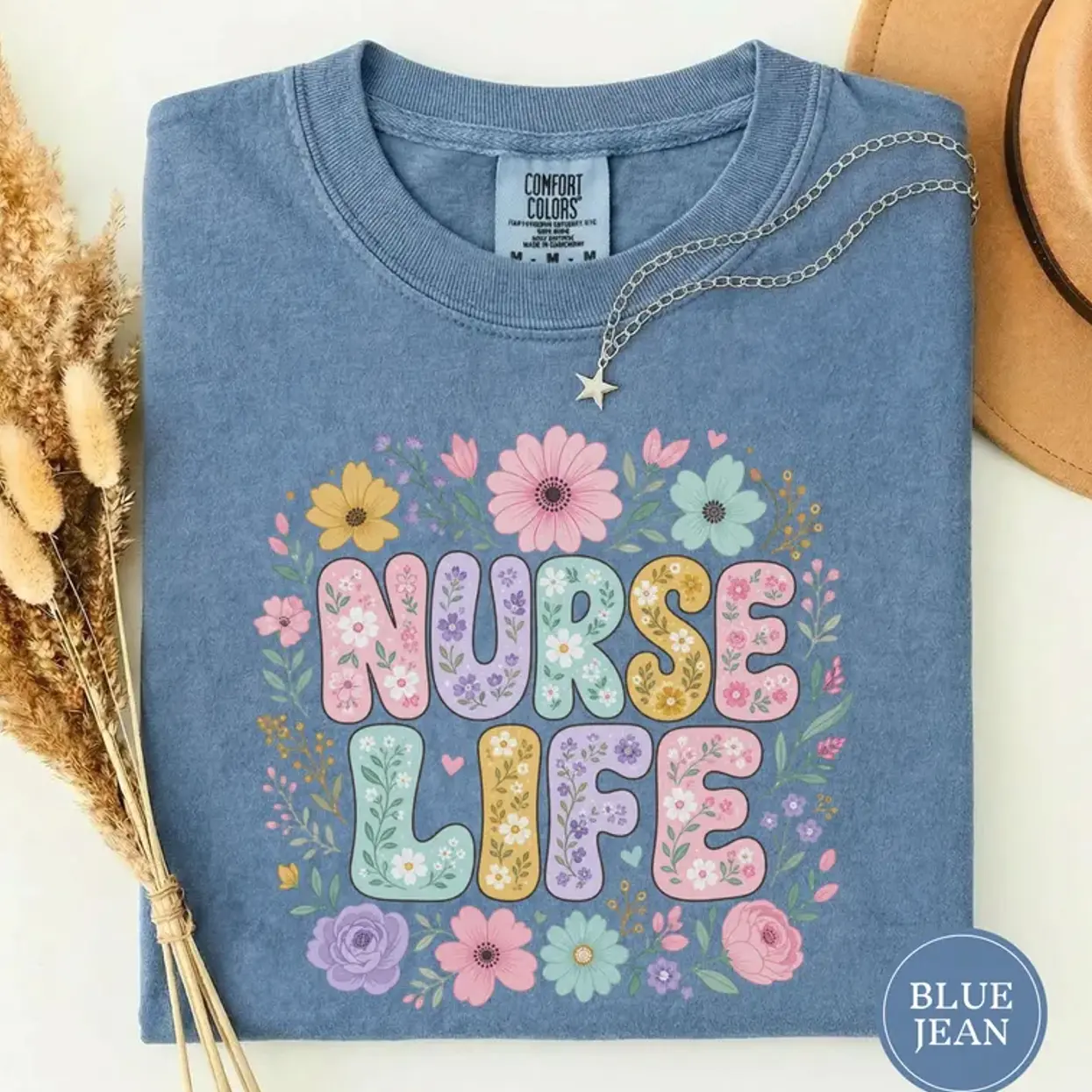 Men's Comfort Colors Casual Short-Sleeve Minimalist Basic Breathable Nurse Life Tee, Cute Pastel Nurse Shirt
