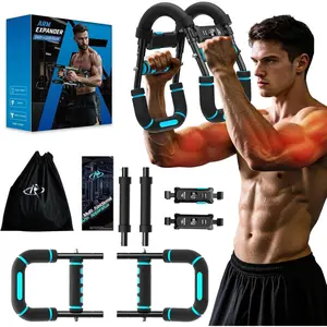Twister Arm Trainer & Chest Workout Equipment with Digital Display - Auto Reps & Calorie Estimator, 40-120 lbs  Gym Chest Exerciser for Men, Blue Pro