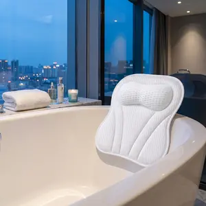 Machine Washable 4-Day Bath Pillow for Bathtub Cushion with 6 Suction Cups - Comfortable & Durable Bathroom Accessory