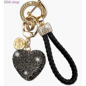 Bling Rhinestone Heart Keychain Wristlet, Sparkly Women’s Key Holder, Cute Purse & Backpack Charm, Stylish Handbag Accessory for Daily Use, Perfect Gift for Her
