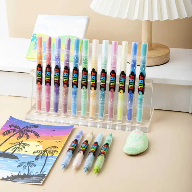 Double-Tipped Dual-Color Acrylic Marker Set - Waterproof, Soft Nib Acrylic Markers for Glass, Wood, Paper, Party Gifts & Home Supplies