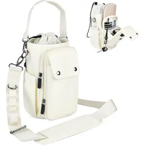 Water Bottle Holder with Strap 24 32 40oz Crossbody Insulated Water Bottle Carrier Sling Bag with Adjustable Wide Strap and Phone Purse 5 Pockets for Walking Hiking Gym Travel