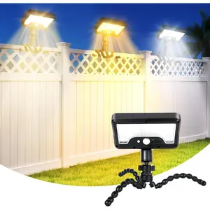 Motion Sensor Outdoor Lights with Flexible Octopus Tripod - 600LM Solar Sercurity Lights Waterproof, Dual Charging Solar Ourdoor Light for Camping,Fence, Patio