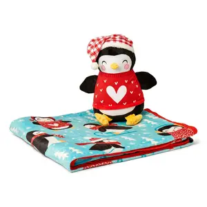 Holiday Hugger Plush 60x70 Throw with Decorative Pillow