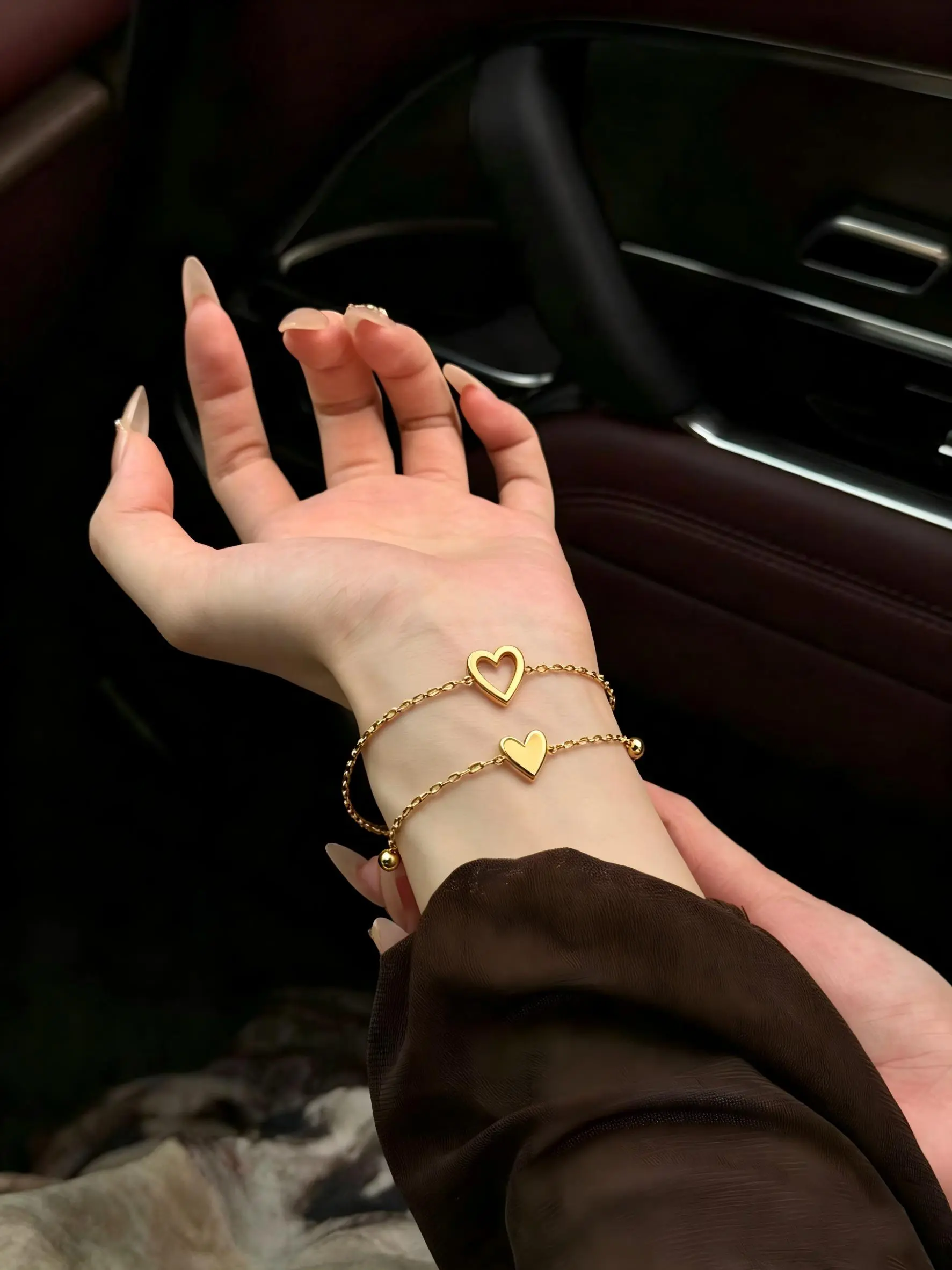 14K Gold Adjustable Matching Bracelets for Women Heart Charm & BFF Friendship Styles Elegant Jewelry Set