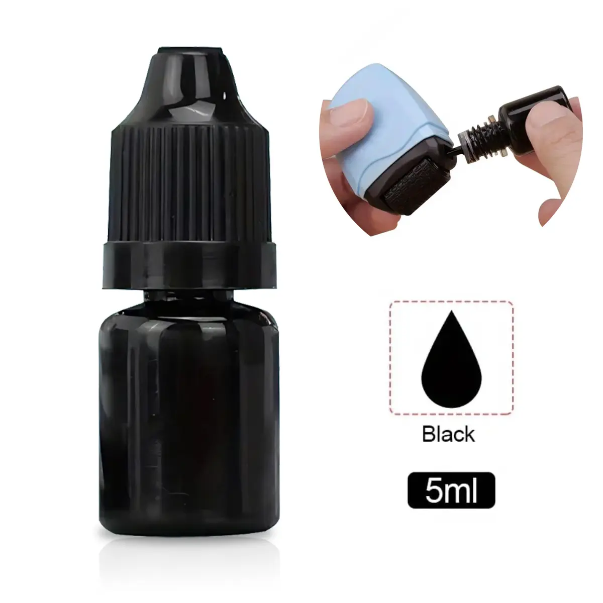 5ml Black Refill Ink for Identity Theft Protection Roller Stamp, Privacy Confidential Address Blocker Rolling Stamp Ink Replacement Refill Bottle