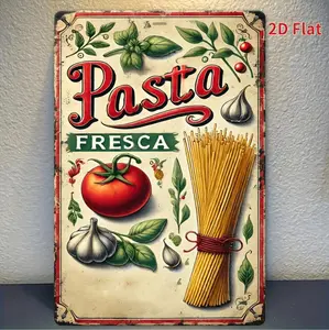 Vintage Pasta Fresca Tin Sign Rustic Metal Wall Art Featuring Garlic Tomatoes And Spaghetti Design For Home Bar Cafe Or Italian Kitchen Decor