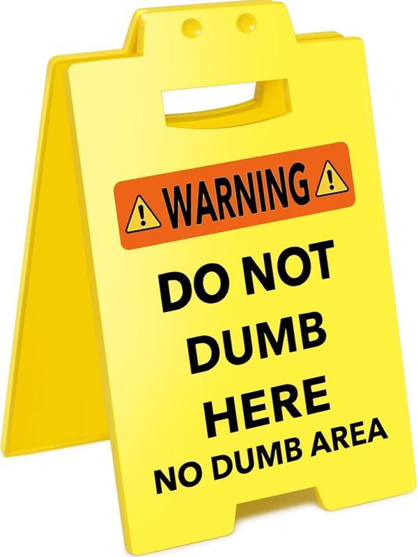 Desk Sign for Workday Humor - 6.3 x 3.9 in - Caution Overstimulated, Answer Desk Rate, Team Nuts - Yellow Sign with Black Text, for Office, Classroom, Home - Gift for Colleague, Boss & Employees