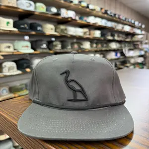 Heron Embroidered Rope Hat - Gunmetal