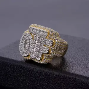 Men's 3-83-1 Classic High Street Hip Hop Ring, Creative Copper Inlay Zircon Cool OTFJ Personality Trendy Male Costume Jewelry Statement Ring Beautiful Rings