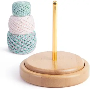 Caydo Wooden Yarn Holder for Knitting and Crocheting, Easy Install and Operate Yarn Spinner Holder, Yarn Spinner with Yarn Storage, Perfect Crochet Gift for Craft Enthusiasts - Large