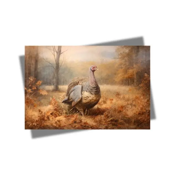 Vintage Wild Turkey Poster Rustic Autumn Wildlife Wall Art, Fall Print for Farmhouse Cabin Decor, Thanksgiving Turkey Art Nature Gift