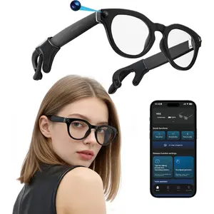 J AI  Glasses with Camera 8MP 1080P  Video Recording,Lightweight Open-Ear  Audio, AI Assistant & Real-Time Translation,Stylish  Glasses for Women, Black