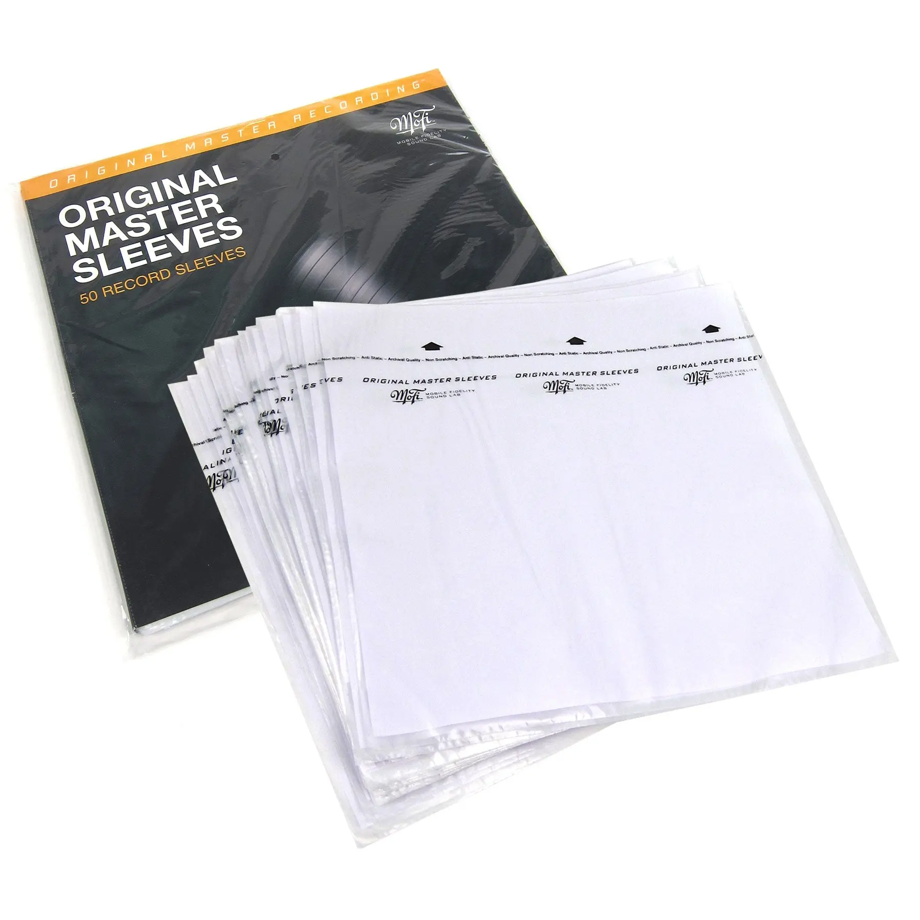 Mobile Fidelity Original Master Record Sleeve Protectors - Plastic, Pack of 50, Protects Better Than Standard Paper Sleeves, Protecting Vinyl Records